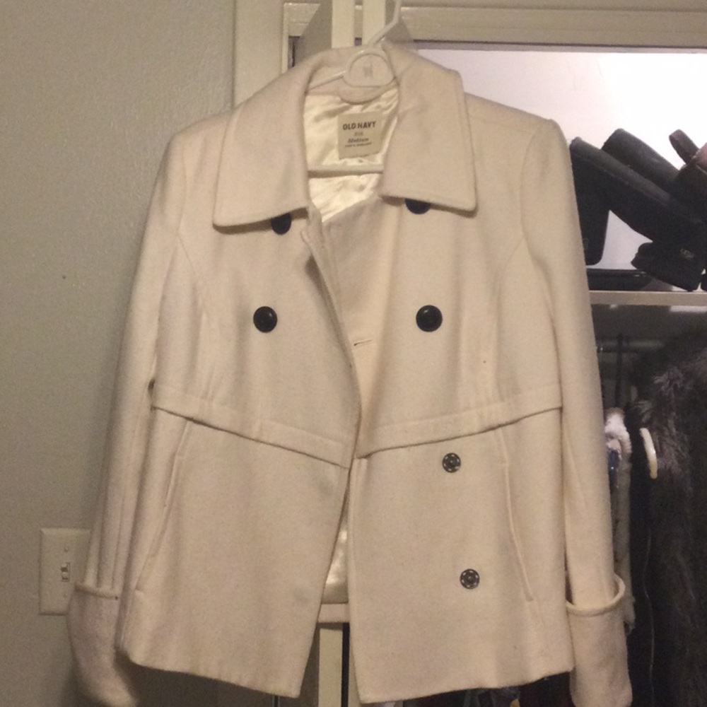 White pea coat size medium